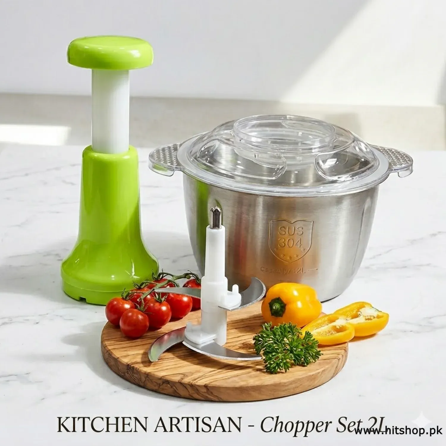 Best Stainless Steel Multifunctional 2LTR Hand Push Chopper